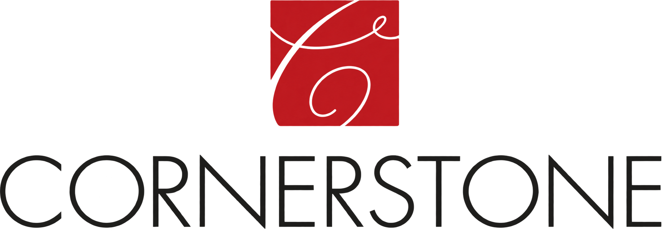 A logo with the word "CORNERSTONE" in black text.